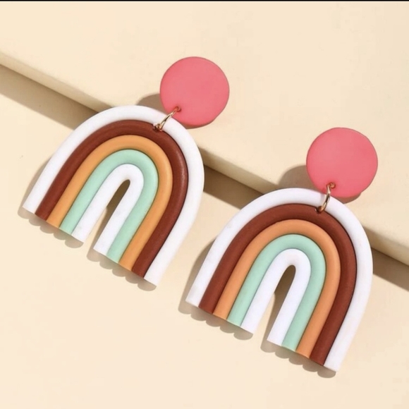 Clay Polymer Rainbow Summer Earrings 🌈 - Picture 2 of 4